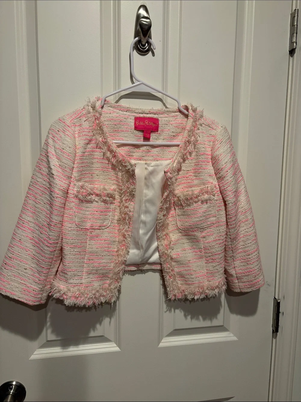 Pink Tweed Cropped Jacket